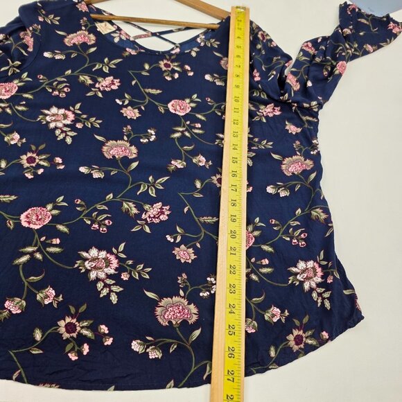 Faded Glory Womens Blue Floral Tunic Blouse W/Cross Back Detail Size 2XL XXL - Picture 8 of 15